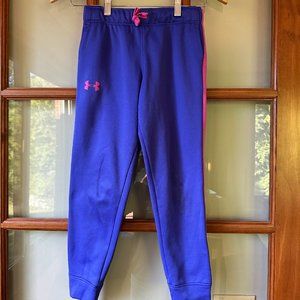 Under Armour Girls Youth Small Purple ColdGear Joggers With Pink Stripe